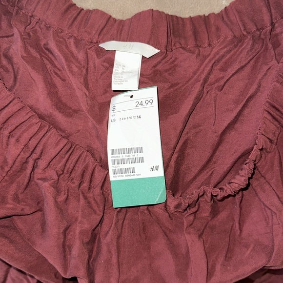 H&M reddish brown US size 14 stretchy off the shoulder top New - Picture 3 of 6